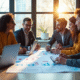Groupe de professionnels collaborant avec des graphiques