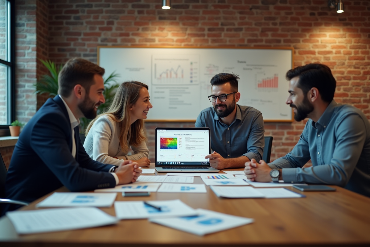 Groupe de collègues discutant autour d