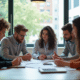 Groupe de jeunes professionnels collaborant dans un bureau lumineux