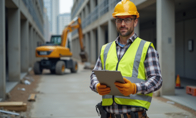 Ouvrier de construction en tenue de sécurité sur site